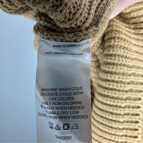 NWT QUINCE 100% Organic Cotton Fisherman Crew Sweater Camel Tan XS - Picture 6 of 6